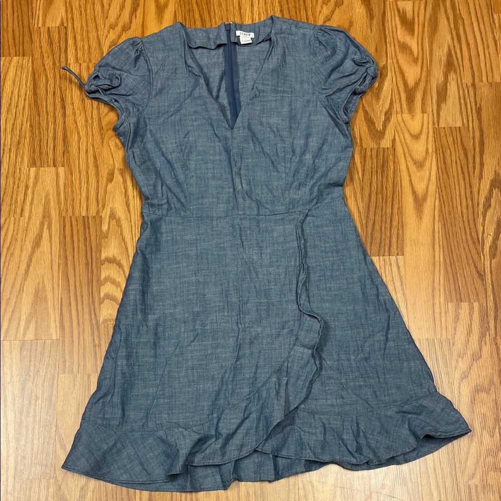 J. Crew Factory Chambray faux-wrap dress Size 6